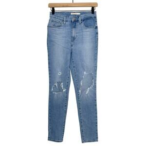Levi’s 721 Jeans Women's Size 27 Blue Denim High Rise Skinny Destroyed Knee